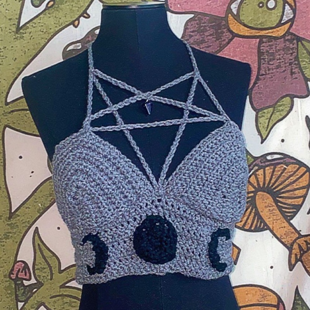 Witchy Pentagram Crocheted Tank Top